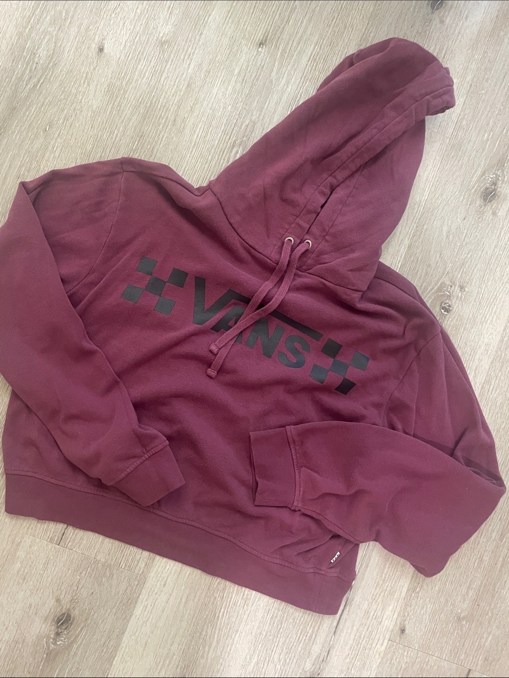 Vans Burgundy Hoodie with Black Checker Logo | Women’s Size XL